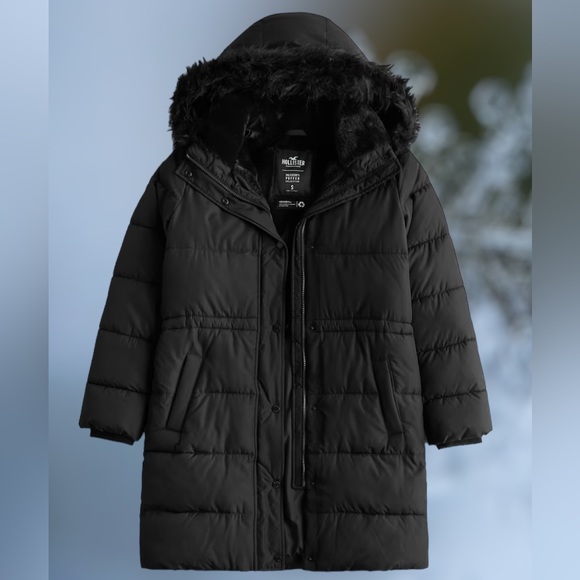 Hollister | Jackets & Coats | Nwt Hollister Womens Faux Furlined Puffer Parka Black Xxl | Poshmark